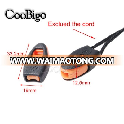 Plastic Zipper Pull Cord Lock Ends For Paracord Whistle ORANGE #FLS070