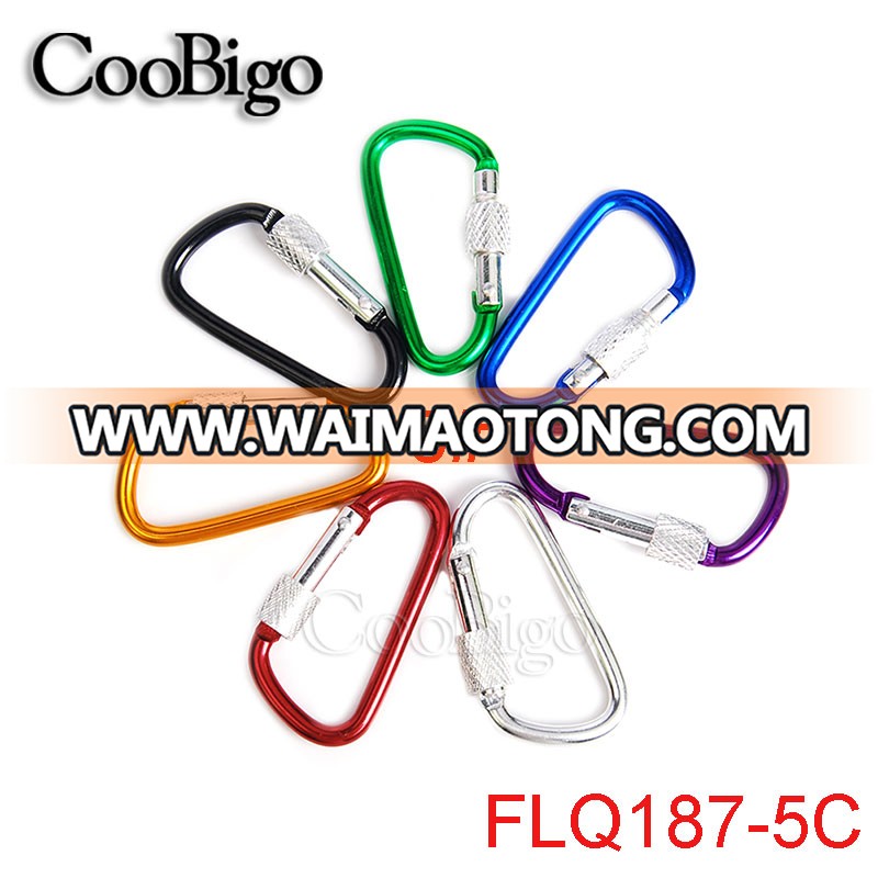 Aluminum Spring Locking Carabiner Snap Hook Hanger Keychain Hiking Camping #FLQ187-5C(Mix-s)